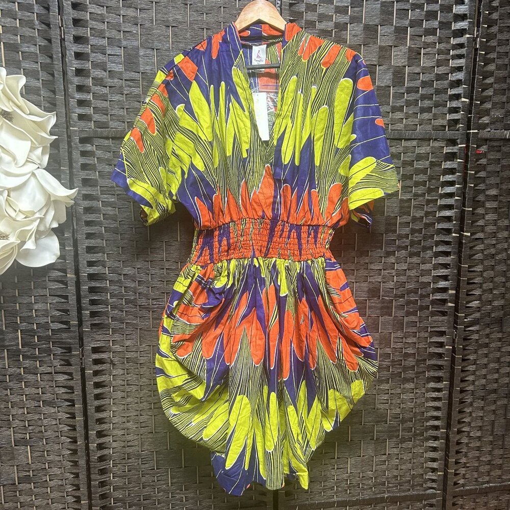 Kara Chic by Alf African Print Fit and Flare Bubble Skirt Dress NEW Size OSFM